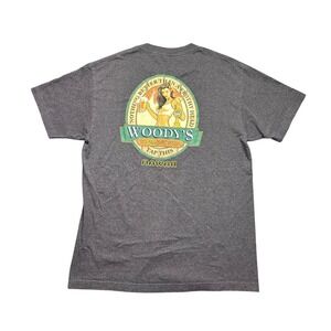 Woody's Draught Beer Hawaii Graphic T Shirt Mens Large Gray Bar Brewery Pinup